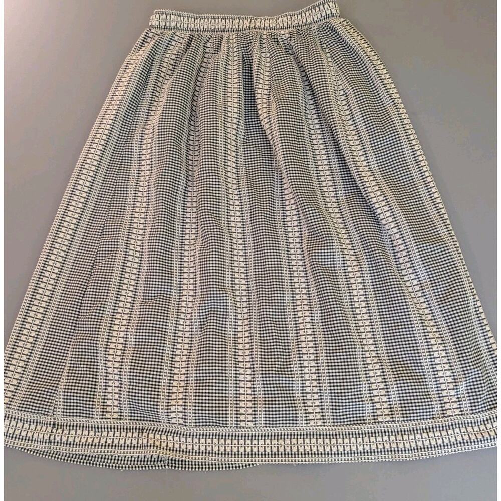 MAX STUDIO London Large Gingham Midi Skirt Black White Check Cottagecore Prairie